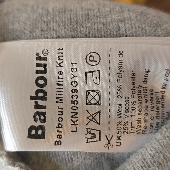 Barbour Millfire Knit Jumper – Light Grey Marl Winter Tartan Wool Blend US 14 - Picture 13 of 13